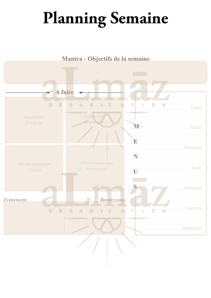 Planning semaine Vision Imprimable